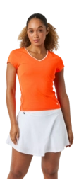 Tennisshirt Björn Borg Ace V-Neck T-Shirt Damen Shocking Orange