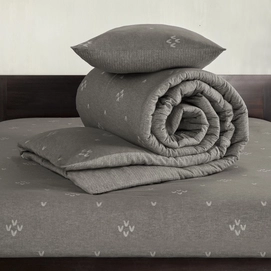 Bettwäsche De Witte Lietaer Snow Charcoal Gray Baumwolle Flanell Jacquard