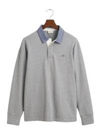 Polo GANT Men Reg Chambray Heavy Rugger Grey Melange 25