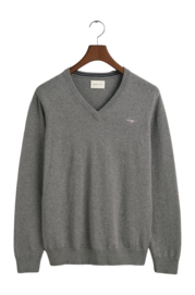 Pull GANT Homme Classic Cotton V-Neck Dark Grey Melange 25