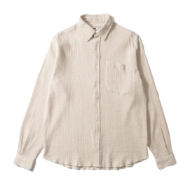 Shirt Edmmond Studios Men Snap Stripes Plain Beige