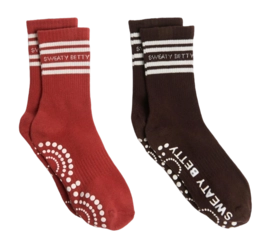 Socks Sweaty Betty Women Mid Length Ankle Gripper Sable Brown 25 (2-Pack)