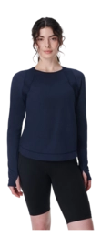 Long Sleeve T-Shirt Sweaty Betty Women Breathe Easy Top Navy Blue
