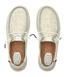 Slipper HEYDUDE Femme Wendy Espadrille Retro Palm Celadon Green White