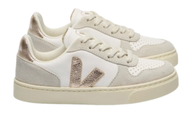 Veja Kids Small V-10 Laces Chromefree Leather Extra White Platine Natural