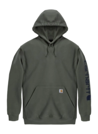 Hoodie Carhartt Men Sleeve Logo Hooded Sweatshirt Dusty Olive