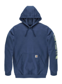Hoodie Carhartt Men Sleeve Logo Hooded Sweatshirt Deep Ocean Heather