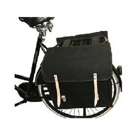 Fietstas De Poort Luxe XL Zwart Canvas Leer Riempje Gesp