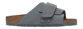 Slipper Birkenstock Unisex Kyoto Nubuck Leather Suede Basalt Gray Narrow