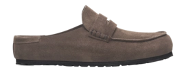 Klomp Birkenstock Women Naples Wrapped Suede Leather Concrete Gray Narrow