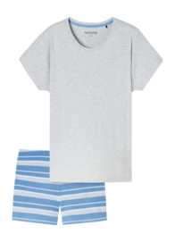 Pyjama Schiesser 181253 Casual Essentials Damen Light Blue