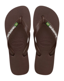 Slipper Havaianas Unisex Brasil Logo Dark Brown/White