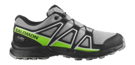 Trailrunning Schoen Salomon Kids Speedcross WP Alloy/Black/Green Gecko