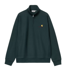 Sweatshirt Carhartt WIP Half Zip American Script Unisex Deep Lagoon
