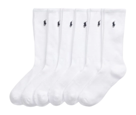 Socks Ralph Lauren Men Cotton Blend Crew 6 Pack White