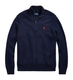 Pullover Ralph Lauren Cotton Quarter Zip Herren Hunter Navy