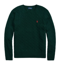 Pull Ralph Lauren Homme Cable Knit Wool Cashmere Moss Agate