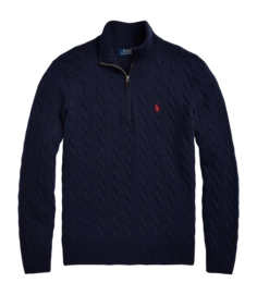 Pullover Ralph Lauren Cable Knit Wool Cashmere Quarter Zip Herren Hunter Navy