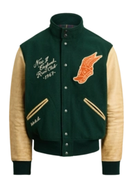 Jacke Ralph Lauren Wool Blend Twill Letter Jacket Herren Churchill Green
