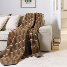 Jacquard Decke Ibena Solare Futura Gitter Braun