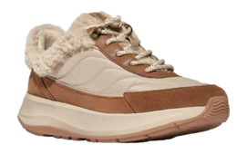 FitFlop Women F-Mode Flow Shearling Mix Sneakers Deep Tan/Camel Mix