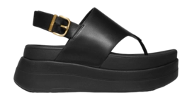 Sandaletten FitFlop F-Mode Stack Leather Back-Strap Toe-Post Sandals Black