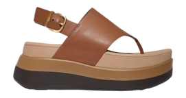 Sandales FitFlop Femme F-Mode Stack Leather Back-Strap Toe-Post Sandals Deep Tan