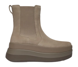 FitFlop Women F-Mode Stack Suede Chelsea Boots Taupe