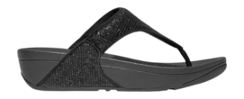 Slipper FitFlop Lulu Crinkled-Shimmer Toe-Post Sandals Damen Metallic Black