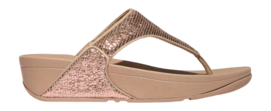 FitFlop Women Lulu Crinkled-Shimmer Toe-Post Sandals Metallic Classic Beige