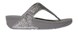 Sandales FitFlop Femme Lulu Crinkled-Shimmer Toe-Post Sandals Silvereen