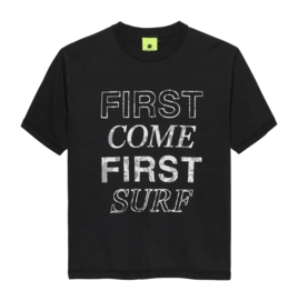 T-Shirt New Amsterdam Surf Association First Come First Surf Tee Unisex Black