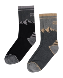 Hiking Socks Jack Wolfskin Unisex Mount Multi Socks Cl C Black Grey (2 pack)
