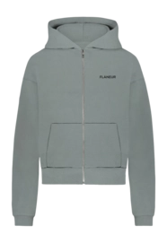 Zip-Up Hoodie Flâneur Men Logo Steel Green