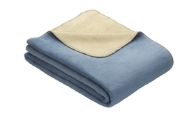 Plaid Ibena Doubleface Dublin Blau Beige