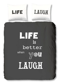 Dekbedovertrek Good Morning Laugh Antraciet Katoen
