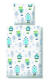 Bettwäsche Biberna Roboter Eisblau Seersucker