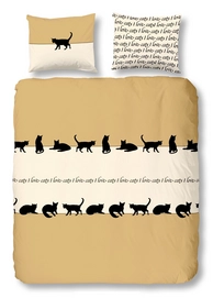 Parure de Lit Good Morning Love Cats Sable Coton