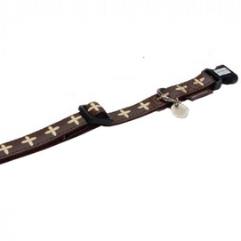 Hondenhalsband Beeztees Mac Leather Cross Bruin