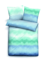 Bettwäsche Biberna Soft blau/grün Seersucker