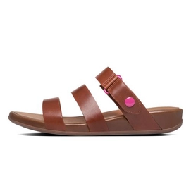 Sandaal FitFlop Gladdie™ Slide Leather Dark Tan