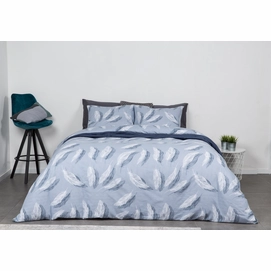 Dekbedovertrek Nightlife Snow Feathers Blue Flanel