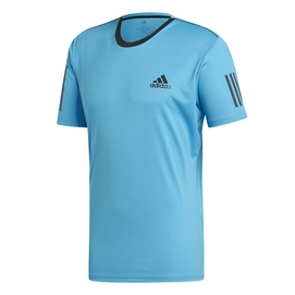 Tennisshirt Adidas Club 3 Stripes Tee Shock Cyan Schwarz Herren