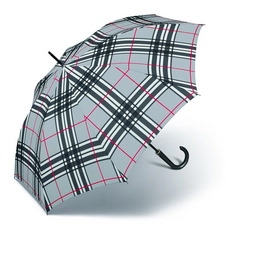 Parapluie Happy Rain Long AC Kinematic Quadrillage Gris Clair
