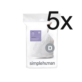 Afvalzakken simplehuman Code D Gft 20L (5 x 20-delig)