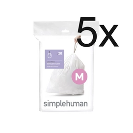 Afvalzakken simplehuman Code M 45L (5 x 20-delig)