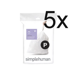 Sacs Poubelle Simplehuman Code P 50-60L (5 x 20 pièces)