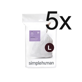 Afvalzakken simplehuman Code L 18L (5 x 20-delig)