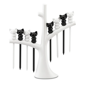 Party Prikker Koziol Miaou Cotton White-Cosmos Black