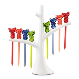 Party Skewers Koziol Miaou Cotton White-Tr. Azure Blue